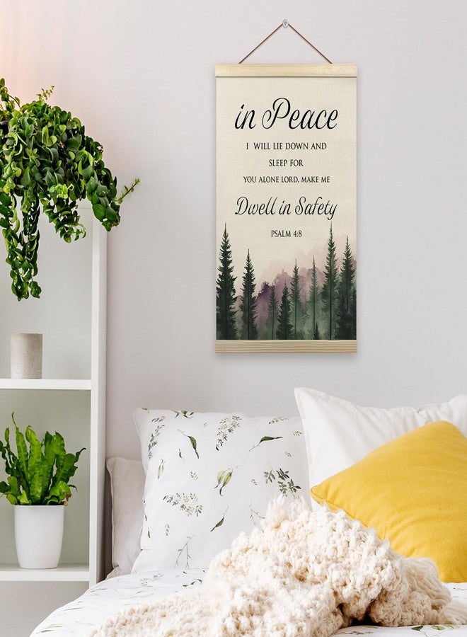 Tzhim Christian Poster Hanger Frame, PSALM 4:8 Bible Verses Wall Hanging Decor for Home Bedroom Nursery Office, Woodland Christian Scripture Wall Art Prints with Wood Frames, 12x16in - Image 4